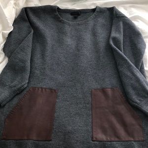 J. Crew gray sweater with leather patches